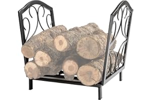 DOEWORKS Kaminholzregal Kaminholzunterstand Metall Feuerholzregal Brennholzregal Holzhalter 44cm x 32cm x 40cm, Innen/Aussen