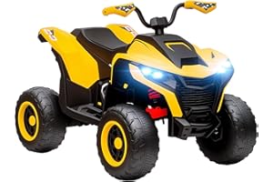 AIYAPLAY Elektro Quad für Kinder 12V Elektro Kinderquad mit 2 Motor, 3-6km/h Kinder Quad mit Federung, LED-Leuchte, Kinderauto mit USB, Musik für 3-8 Jahre, Gelb