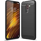 Cruzerlite Xiaomi Pocophone F1 Custodia, Carbon Fiber Shock Absorption Slim TPU Cover for Xiaomi Pocophone F1 (Black)