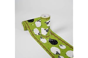 Lovely Kids Kinderzimmer Bordüre selbstklebend Sheep Family Wandbordüre mit niedlichen Schafen für Babyzimmer und Kinderzimmer Wandtattoo für Mädchen und Jungen in grün, weiß, schwarz, braun