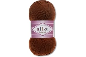Frida's Wollhaus Alize Cotton Gold Laine d'été 100 g Coton Amigurumi 65 couleurs (690 | Chocolat)