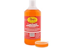 Scheidler horse-direkt Lachsöl für Hunde, Katzen und Pferde, reines Fischöl, Barf Öl ohne Zusätze, reich an Omega-3, 6- und 9-Fettsäuren,(14%, 18,2% und 44,9%) natürliches Einzelfuttermittel, 1 Liter