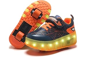JASMEKO Chaussures à roulettes avec lumières LED, Chaussures de Skateboard rétractables pour Enfants, Chaussures Sport d’extérieur avec Baskets Clignotantes