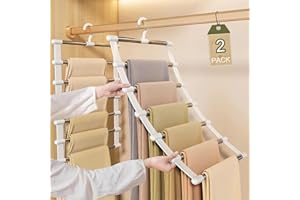 ‎GOWODOOO GOWODOOO Hosenbügel Platzsparend,kleiderbügel Hosen,2 Stück 6 Etagen Edelstahl,kleiderbügel Platzsparend 80% Faltbare rutschfest Hosenständer,Zum Apartment,Dormitory Aufhängen Von Hosen,Jeans,Schals