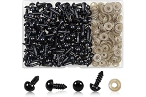 TOAOB THE ONE AND ONLY BABY TOAOB 150pcs 8mm Yeux de Poupée de Sécurité en Plastique Rond Noir avec Rondelles pour Artisanat Bijoux DIY Fabrication de Marionnettes d'animaux en Peluche