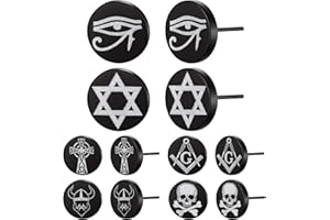 FaithHeart Norse Viking Earrings Studs Stainless Steel Wolf Head/Thor Hammer/Compass/Valknut Ear Jewelllery Punk Earring Set for Men Women