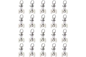 PETSOLA 20 Pièces Rouleaux de Rail Planeur de Voie de Rideau Plastique Twin à roulettes en Alliage d'aluminium