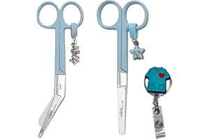 Nurse Life Pack Tijeras Enfermeria Mayo y Pico Pato + Extensible - Ideal para Porta tijeras Enfermeras - Punta Redonda Profesional | Love Enfermeria - Primeros Auxilios (Azul)