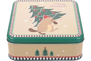 Luxshiny Scatola Regalo di Latta di Natale Barattoli per Biscotti con Coperchio di Natale Scatola di Nidificazione Carta di Scatola di Latta Natale Scatola di Favore Scatola di Dolcetti