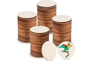 GANILITY Discos de Madera Redondos, 100 Piezas, 5 x 5 cm, 2,5 mm de Grosor - Círculos Sin Terminar para Manualidades, Pintura y Decoración de Bodas en Casa