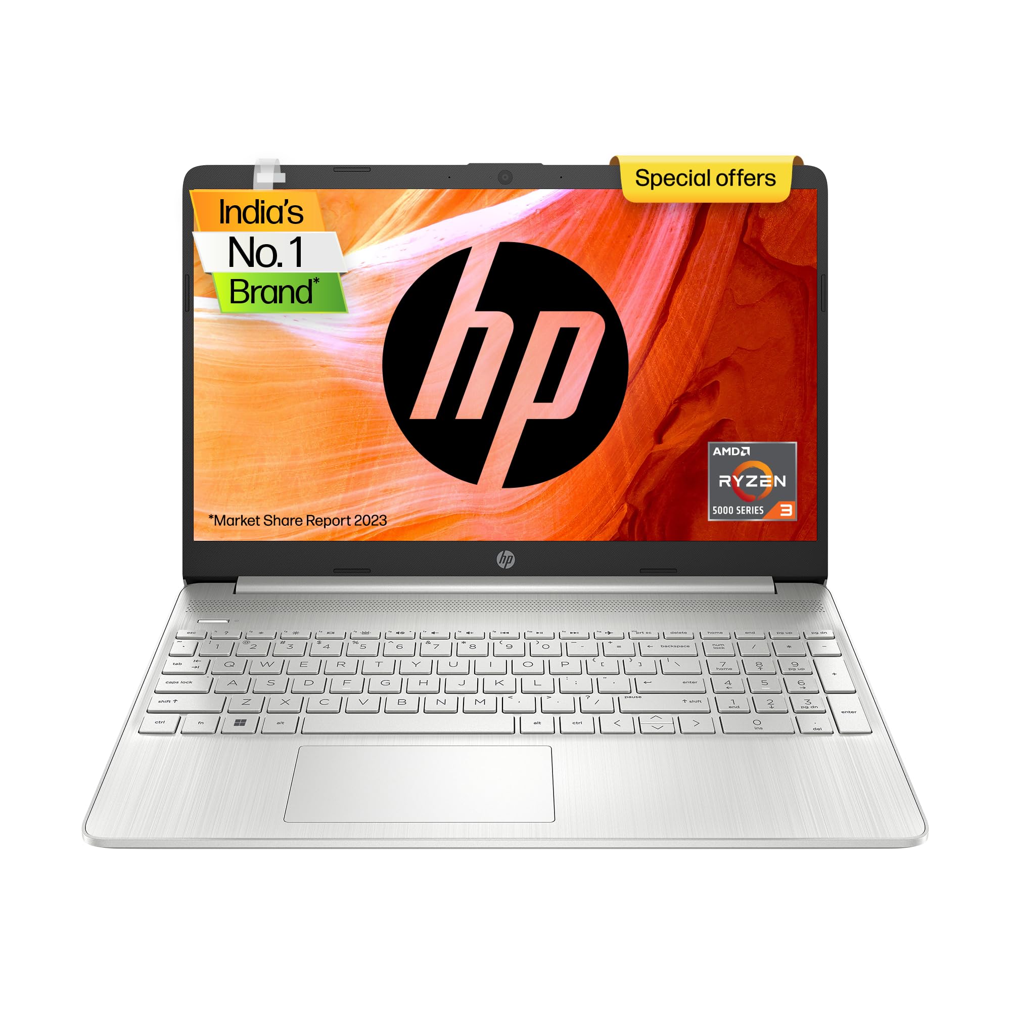 HP 15s, AMD Ryzen 3 5300U, 15.6 inch(39.6cm) FHD Anti-Glare Laptop(8GB RAM/512 GB SSD/AMD Radeon Graphics/Win 11/MSO/Backlit