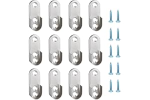 CYIOU 12 Pièces Suppor Tringle Penderie Métal Supports d'Extrémité de Rail Ovale Utilisé Pour Suspendu Placard Barre de Penderie Vetement Accessoires (avec 36Pièces M4*16Vis)