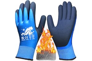 PROGANDA Waaserdichte Winter Arbeitshandschuhe Gartenhandschuhe für Herren und Damen, Fleece Liner Warme Thermohandschuhe für kaltes Wetter (Blau -Wasserdichte Winter Arbeitshandschuhe, L)