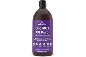 Olio MCT C8 Puro | 4X C8 in più Rispetto Agli Oli MCT | Supporta cheto e digiuno | 100% cocco | Sicuro per vegani e senza glutine | Bulletproof | Bottiglia BPA free | 1000ml Ketosource®