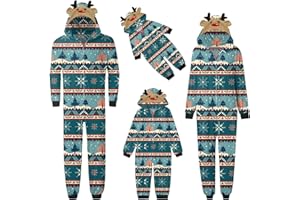 GENERIC Weihnachten Pyjamas Familie Set,Damen Herren Kinder Weihnachten Onesie,Jumpsuit mit Rentier Kapuze,Christmas Pajamas Onesie Family Suit XH911