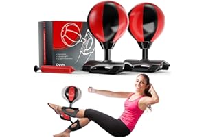 LUCYLANKER Sit Up Boxen ReflexBall, Punchingball Bein Erwachsene, Boxbirne Bein, Bauchmuskel Trainingsgerät mit Pumpe, Armtrainingsgerät für Ihr Zuhause, Tolles Geschenk für Fitnessliebhaber (2 Stück)