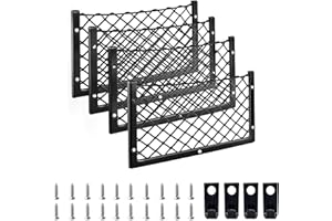 SOARFLY Gepäcknetz 4 Stück, 36 * 18cm, Aufbewahrungsnetz Auto Ablagenetz mit Haken und Schrauben, Universal Kofferraum Netztasche Kofferraumnetz für Wohnmobil, Boote, Zuhause, SUV