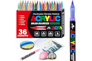 36 Colors acrylic paint Pens - Soft Brush Tip Acrylic Mar...