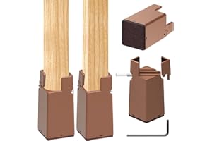 SciFiVisi 4 Stück Möbelerhöhung 10cm, Verstellbare Betterhöhung mit Schraubklemme, Betterhöher Schwerlast Stuhlerhöhungen, Möbelerhöher für 22-42mm Breite Quadrat & Runde Stuhlbein (10cm Braun)