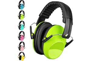 BraveKoi Gehörschutz Kinder, Komfortabler Lärmschutz Kopfhörer Kinder - Kapselgehörschutz Schule, Für Autismus, Schlafen, Lernen, ADHS, Feuerwerk, Konzert (Grün/1 Stück)
