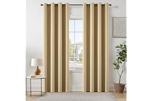 ‎EMEMA EMEMA Vorhänge Cremebeige Blickdicht mit Ösen 225 CM Lang, Weiche Verdunklungsvorhänge von Räumen 2er Set Abdunkelnde Vorhänge für Wohnzimmer Schlafzimmer Blickdichte Ösenvorhänge Jeder H225 x B140 CM