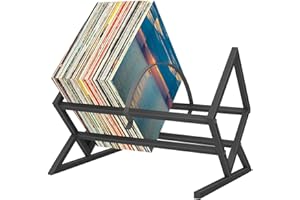 CASDUCT Rangement de disques vinyles, organiseur de 80 à 100 vinyles avec séparateur réglable, support élégant pour bureau, magazines, livres, dossiers, albums, noir