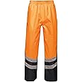 Regatta TRW505 5LV80 Professional Hi-Vis Waterproof and Breathable Over trousers, Orange/Navy, XL