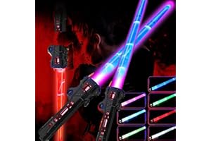 ZYGSEVE Light Saber for Kids - LED Colour Changing Lightsaber Toys With 7 Colors and FX Sounds - Extendable Light Sabers for Halloween Fancy Dress Parties, (2Black)