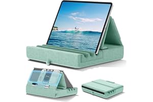 KDD Tablet Halter Kissen, Faltbarer Ipad Ständer für Schoß Bett Schreibtisch - Tablet Weicher Kissenhalter mit Tasche & Stylus Halterung für Ipad Pro 12.9 10.5 9.7 Air Mini 6 5 4 E-Reader, Grün
