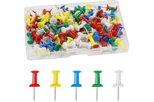 Senshuomy Colorful Push Pins for Bulletin Board, Heavy Duty Thumb Tacks for Notice Board, Rust-Resistant Map Tacks in Plastic Storage Box, Perfect for School and Office Use(100 PCS/Multicolor)