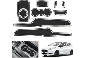 GAFAT F0rd Fiesta ST MK7 2008-2014 Tappetini Antiscivolo In Gomma per Console Centrale, Portabevande, Scatola di Immagazzinaggio, Tappetini con Cucitura della Porta [Non per 2015+ / MK 8 ] (Bianco)