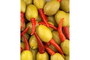DELI MED Greek Olives Stuffed with PIRI PIRI Peppers - Peri Peri Olives - Net Wt. 1.5 Kg (Drained Wt. 800g)