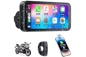 HOTPEAK Motorcycle CarPlay Screen,Wireless CarPlay & Android Auto 6.25" Portable Car Stereo for Motorbike with IP67 Waterproof Touchscreen, Bluetooth,Navigation,Siri/G00gle Assistant, Remote Control