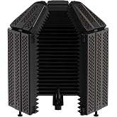 XTUGA Recording Microphone Isolation Shield, High Density Absorbent Foam, 5 Panels for Voice Filtering, Soundproof Foldable T