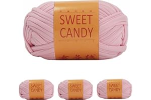Yixinly 400g Fettuccia per Borse a Uncinetto, Filato per Borse Uncinetto Filato Uncinetto, Fettuccia per Borse Filo Uncinetto per Borsa, Cestino, Coperta, Decorazione Domestica 4x100g (Rosa)