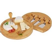 Piatto Per Pizza Rotondo, Set Da 4 Taglieri Antipasti Formaggi, 32 Cm, Vassoio Da Cucina, Bambù, Naturale, Relaxdays - 6