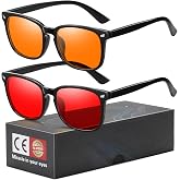 Okany Set 2 Blue Light Glasses Day and Night: Amber and Red for Men Women | Gaming Glasses, Computer and Screen: Amber Lens D