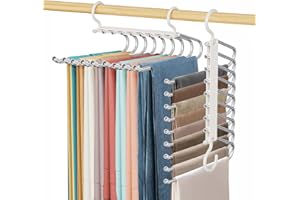 WATEFOER 9 in 1 Grucce Pantaloni, 2 pezzi Appendini Salvaspazio Armadio, antiscivolo Appendiabiti multifunzionale per pantaloni per uomo e da donna, sciarpe, jeans, vestiti, asciugamani