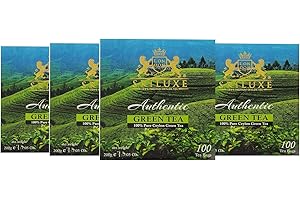 SRILUXE - Green Tea Bags from Sri Lanka | 100% Natural Green Tea | Detox Tea | Anti-OXIDANTS Rich - Brew Hot or Iced 100 Tea Bags (Green Teabags, Multi Pack of 4 x 100 Teabags)