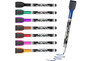 ‎KTRIO KTRIO Whiteboard Stifte Magnetische Trocken Whiteboard Stifte Abwischbar Whiteboard Marker mit Schwamm, Magnetisch Haftend, Radierbarer Whiteboard-Marker für Büro und Schule (8 Farben, 8 Stück)