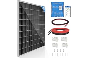 DERUXI 180W Panneau Solaire 12V Monocristallin Kit Panneau Solaire : 180 Watt Panneau Solaire avec 20A Bluetooth Régulateur de Charge Solaire + 5m de Câble Solaire + Z-Brackets pour Camping-cars, Bate