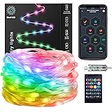 DaKango 33ft 100 LED Luci a corda che cambiano colore Sincronizzazione musicale Telecomando e controllo APP USB DIY Impermeab