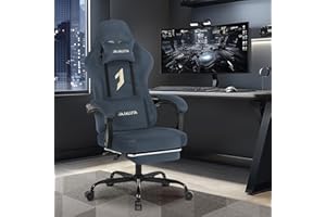 JAJALUYA Gaming Chair Ergonomic Computer Chair with Footrest, Gaming Chairs for Adults, Reclining Pc Gamer Chairs with Headrest and Lumbar Support,Suede material, Max load 350LBS (Grey)