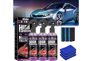 AEBDGDD High Protection 3in1 Spray, 3 In 1 Neues Verbessertes Schnelles Autobeschichtungsspray, Auto Politur,Multi Functional Coating Renewal Agent,Car Nano Kratzer Spray,Auto Nano Beschichtungsspray (3PC)