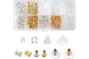 TOAOB 600 Stück Ohrring Verschlüsse 10 Stile Sichere Ohrring Rücken Stopper Metall Kunststoff Gummi Ohrstopper Schmetterlinge Runde Form Sicherheit Verschlüsse für Haken Ohrringe Ohrstecker