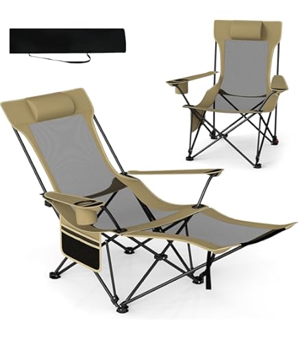 WEJOY 2 In 1 Campingstoel, Opvouwbaar, Strandstoel Met Verstelbare Rugleuning En Voetensteun Relaxstoel Ligstoel Bekerhouder Voor Outdoor Camping 2183976016
