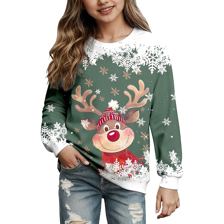 Générique Sweatshirts Noel Enfant Fille Décontracté Pull De