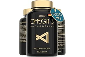 Omega 3 Kapseln Hochdosiert 3000mg - Premium Fischöl 120 Kapseln - Dreifache Wirkung - Hoher DHA & EPA Gehalt - Reines Omega 