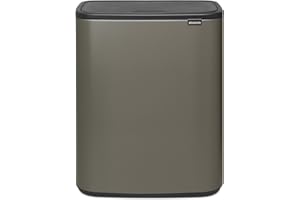 Brabantia Bo Touch Bin - 2 x 30L Inner Buckets (Platinum) Large Waste/Recycling Kitchen Bin - Soft-touch