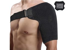 DOACT Kompresyjny wspornik na ramię z gorącą podkładką, bandaże na ramiona neoprenowe z regulowanym paskiem do obrotu mankietów i zapobiegania zwichaniu stawów AC, pasuje do lewego i prawego ramienia, unisex